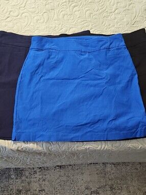 Set Of 3--Kim Rogers Navy/Royal Blue and Black Plus Tummy Control Skorts